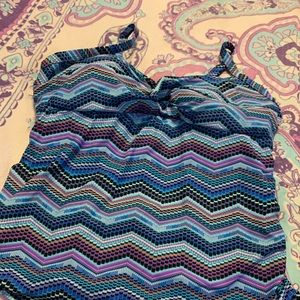 22W Geometric Swim Top with Adjustable Straps